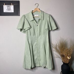 Jonathan Simkhai Dress Mini Puff Sleeve Zip Up Bubble Dress Size M